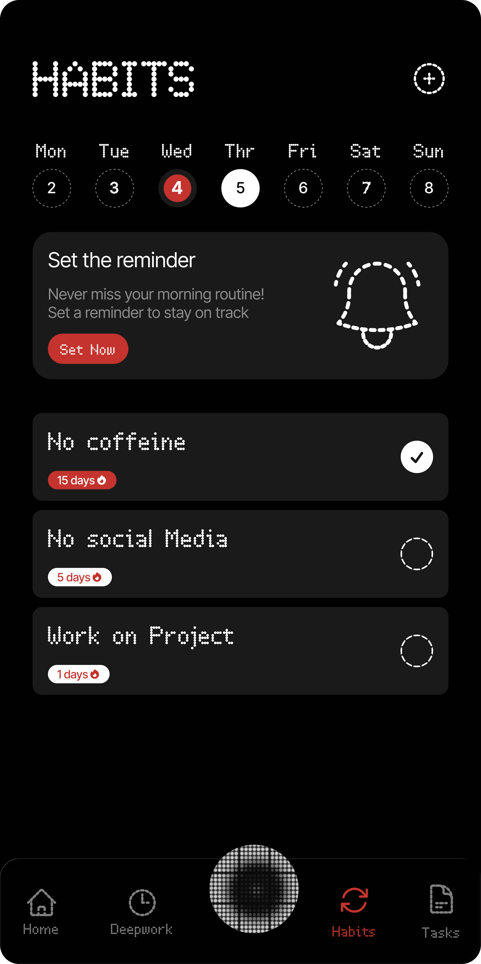 RedefAI habits screen